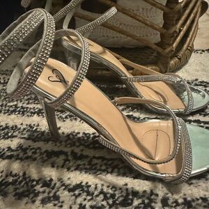 Silver Rhinestone Heels- Windsor